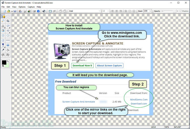 easy screen capture and annotation screenshot