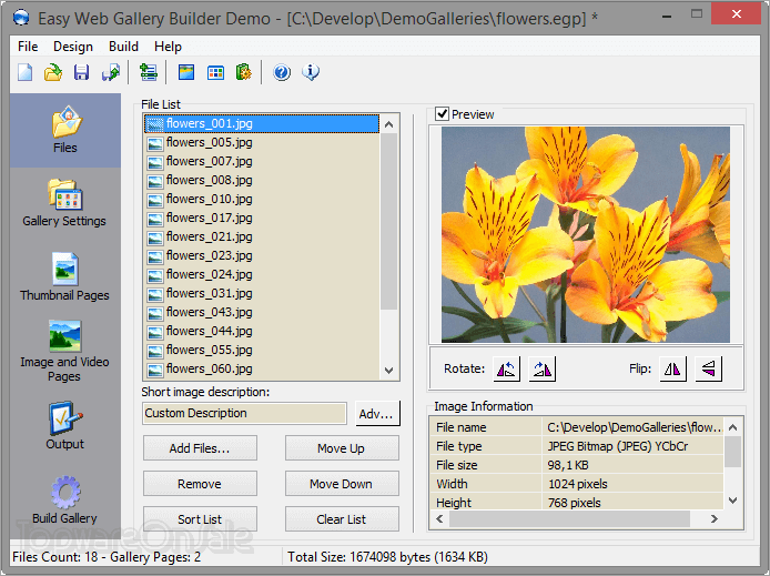 easy web gallery builder screenshot
