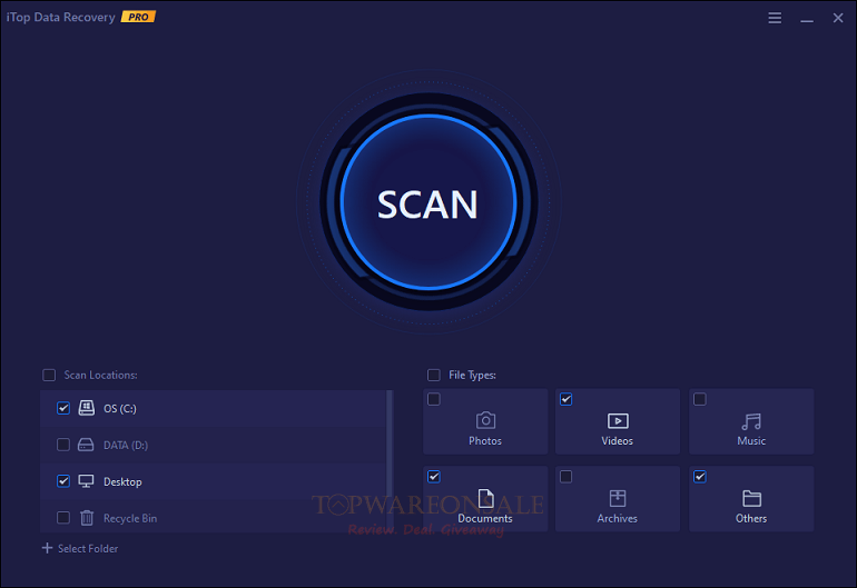 iTop Data Recovery Giveaway Screenshot