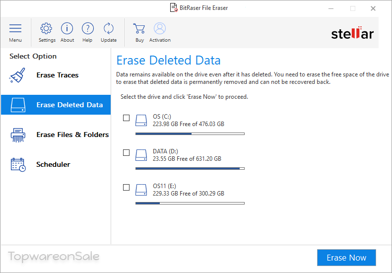 stellar data recovery bitraser file eraser coupon