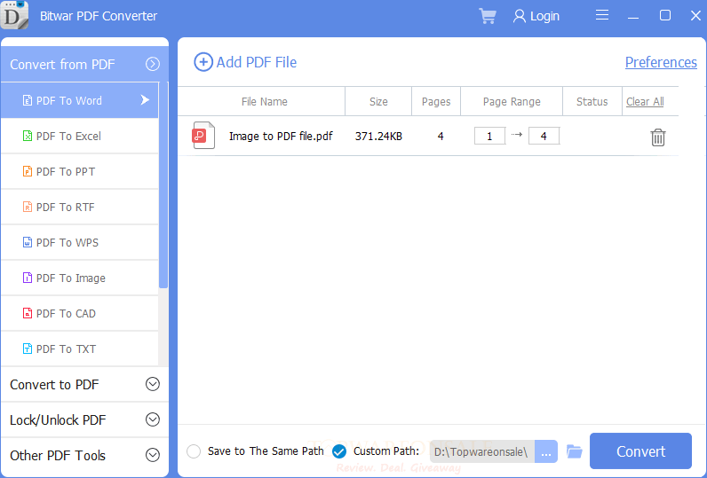 Bitwar PDF Converter Giveaway Free License Code