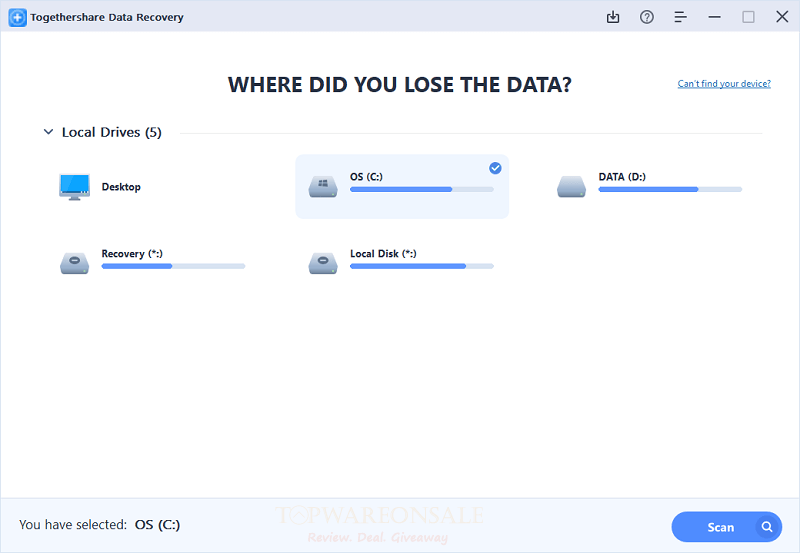 TogetherShare Data Recovery Professional Giveaway Free Key
