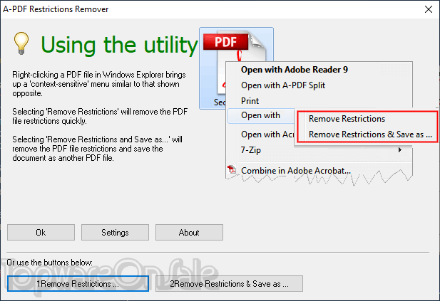 a pdf restrictions remover screenshot