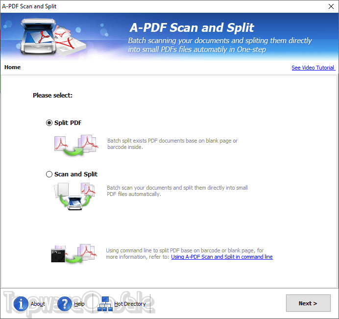 a pdf scan and split screenshot