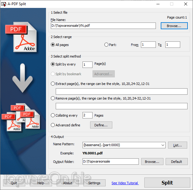 a pdf split screenshot