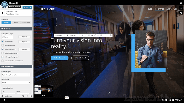 extend themes highlight pro screenshot