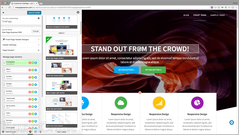 extend themes one page express pro screenshot