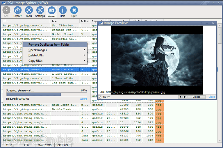 gsa image spider screenshot