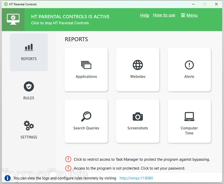 ht parental controls screenshot