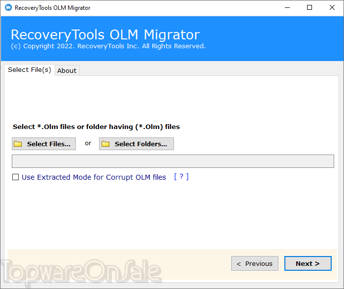 recoverytools olm migrator screenshot