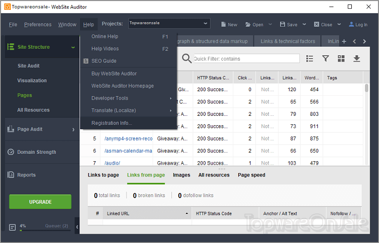 seo powersuite website auditor screenshot