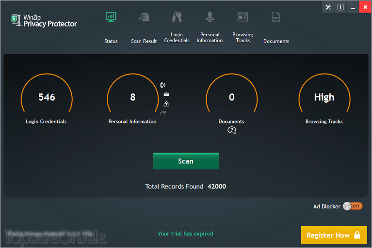 winzip privacy protector screenshot