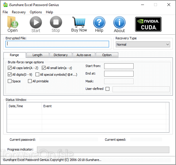 isunshare excel password genius screenshot