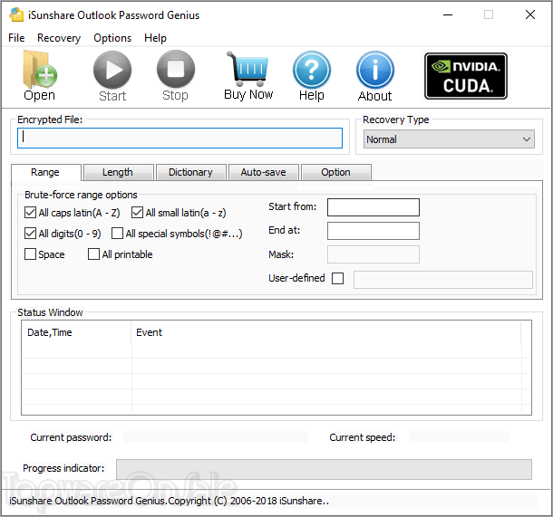 isunshare outlook password genius screenshot