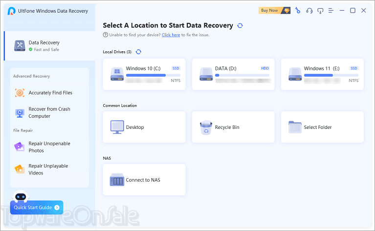 ultfone windows data recovery screenshot