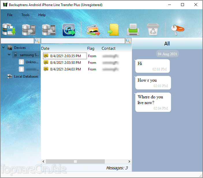 backuptrans android iphone line transfer screenshot