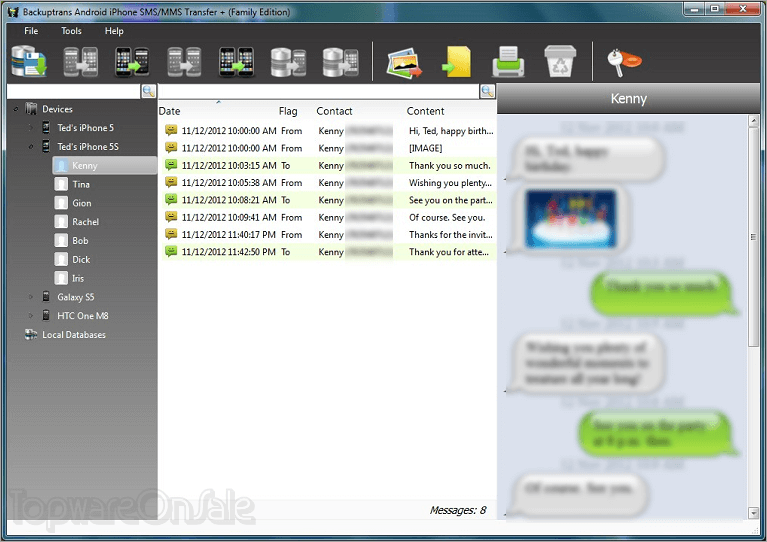 backuptrans android iphone sms mms transfer screenshot