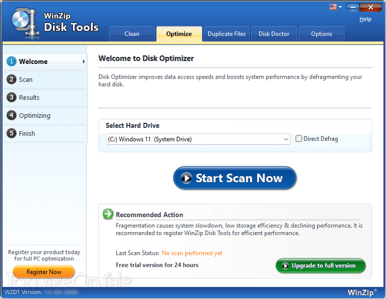 winzip disk tools screenshot