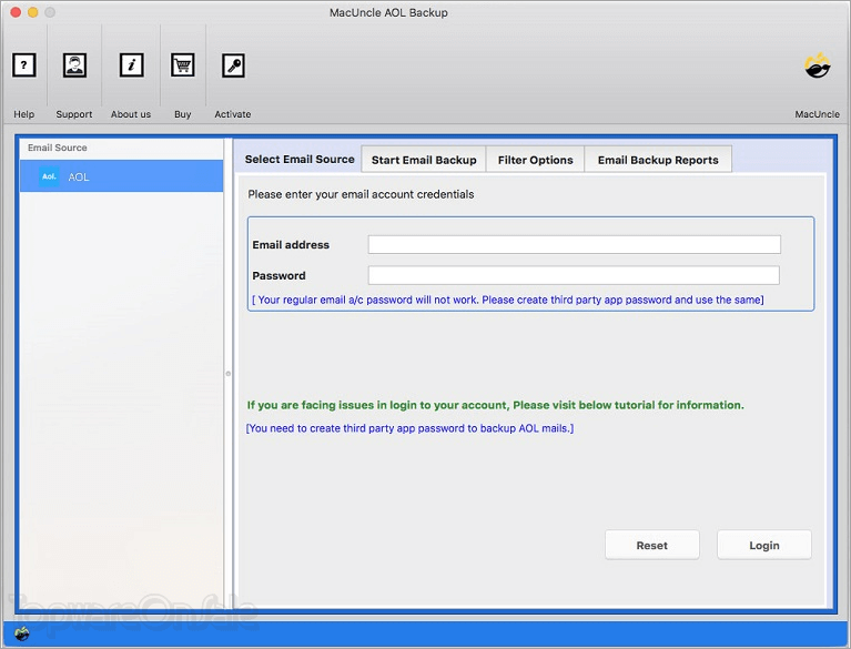 macuncle aol backup wizard screenshot