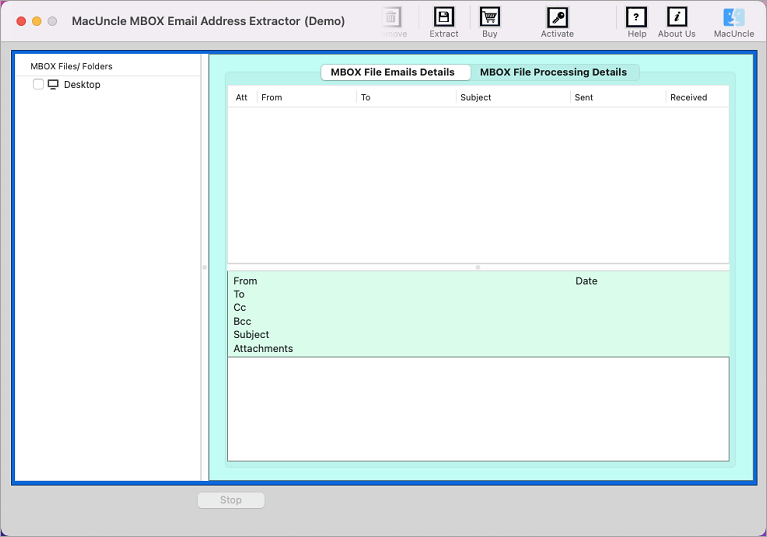 macuncle mbox email address extractor screenshot