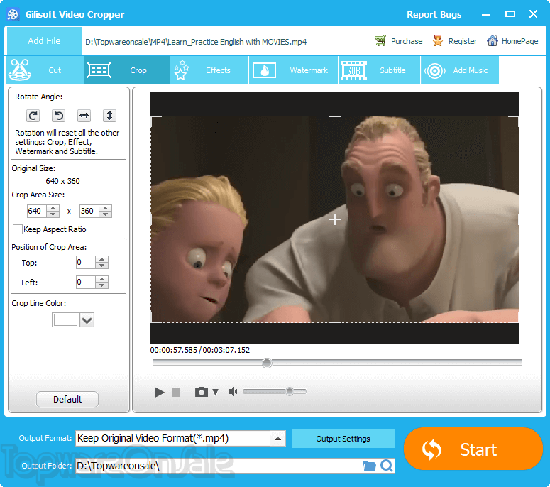 gilisoft video cropper screenshot