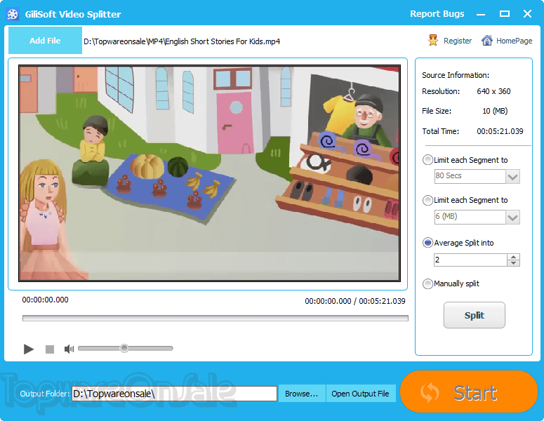 gilisoft video splitter screenshot