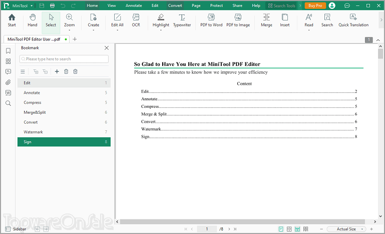 minitool pdf editor screenshot
