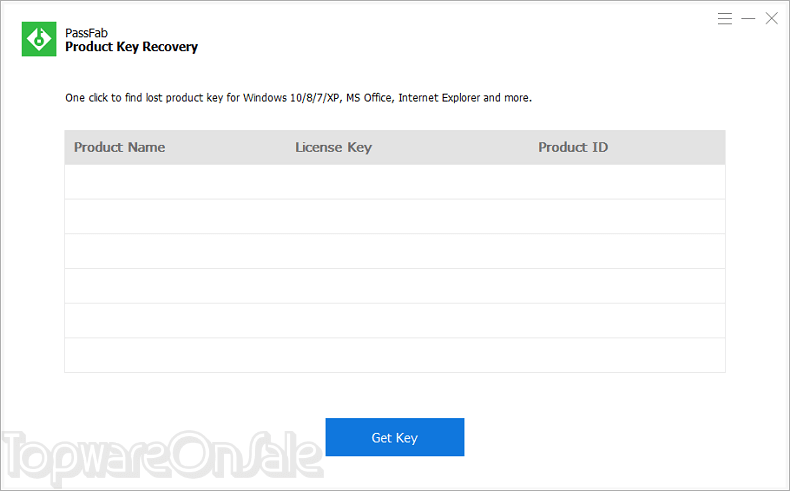 passfab product key recovery screenshot