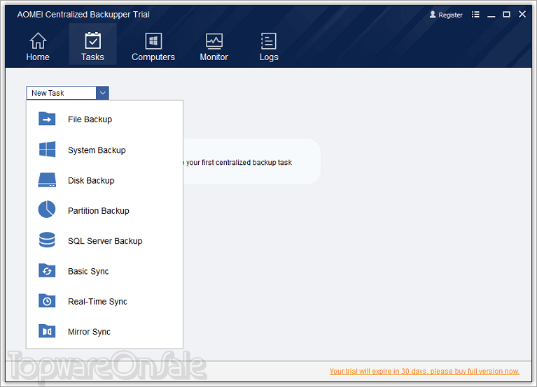 aomei centralized backupper screenshot