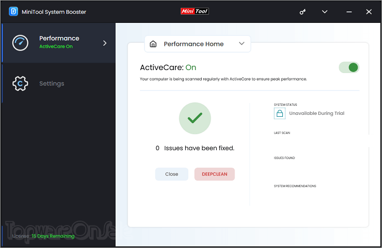 minitool system booster screenshot