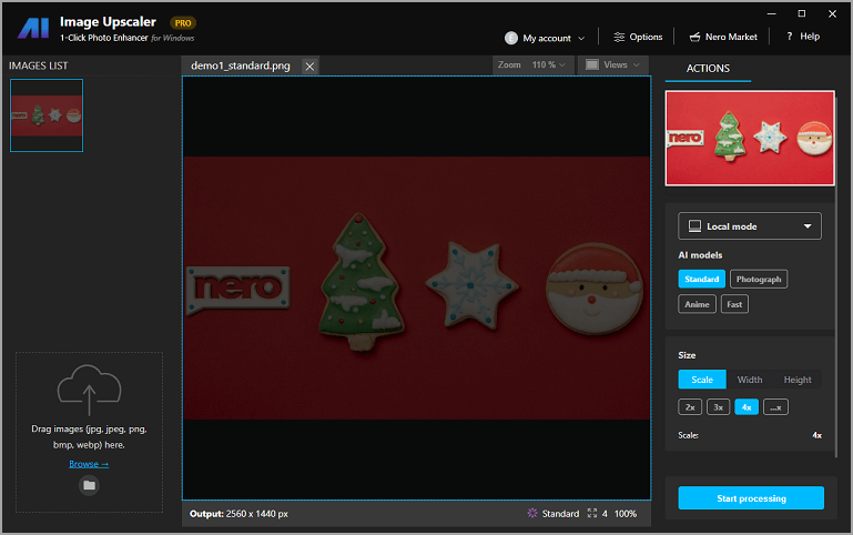 nero ai image upscaler screenshot