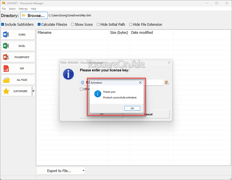 vovsoft-document-manager-giveaway-activation-successful