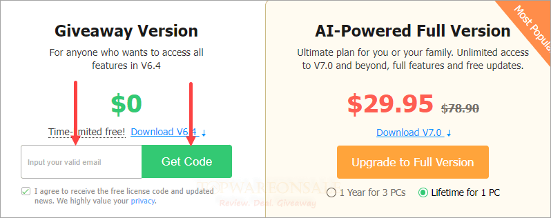 videoproc converter ai giveaway page