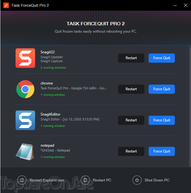 softorino task forcequit screenshot