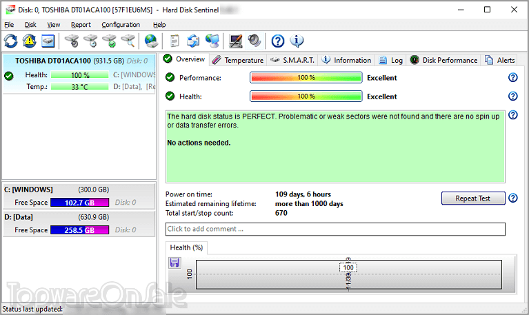 hard disk sentinel screenshot