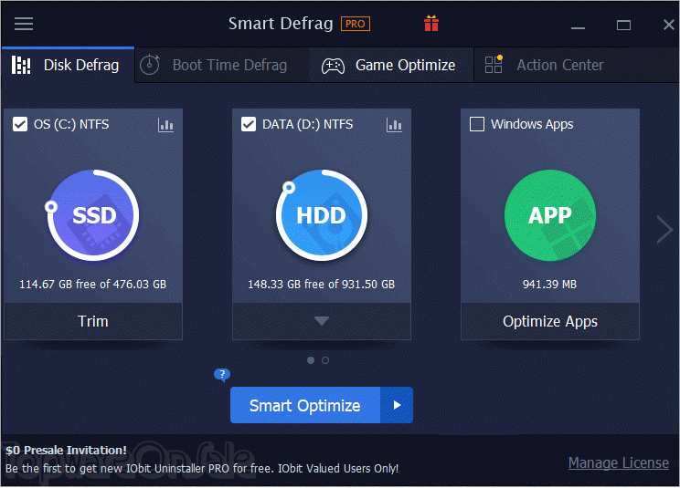 iobit smart defrag pro screenshot