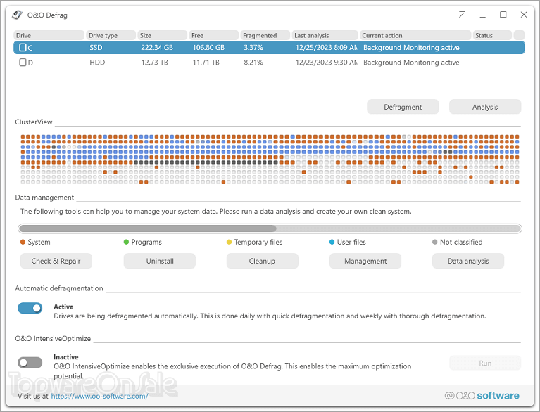o o defrag screenshot