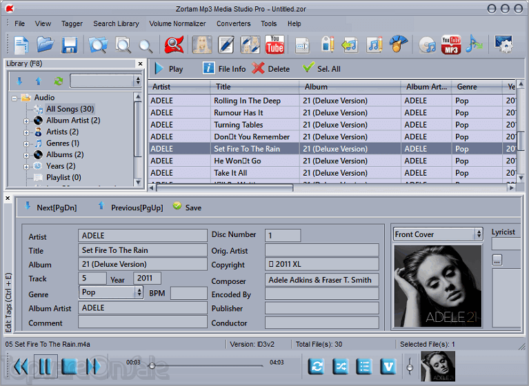 zortam mp3 media studio pro screenshot
