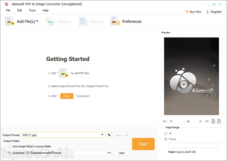 aiseesoft pdf to image converter screenhot