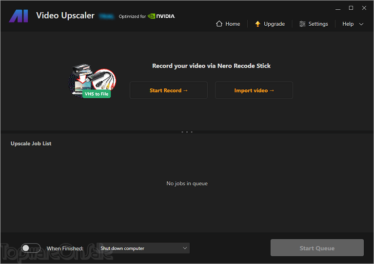 nero ai video upscaler screenshot