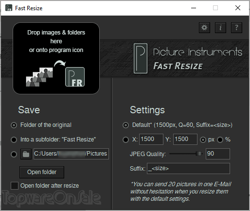 picture instruments fast resize screenshot