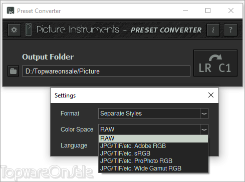 picture instruments preset converter screenshot