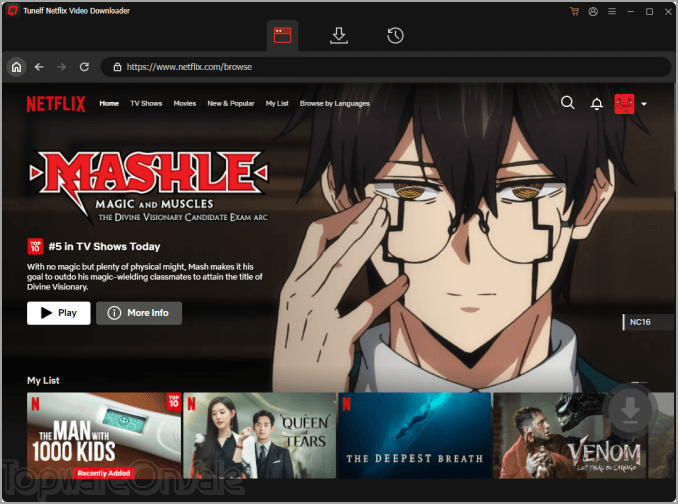 tunelf netflix video downloader screenshot
