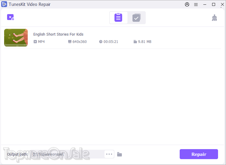 tuneskit video repair screenshot