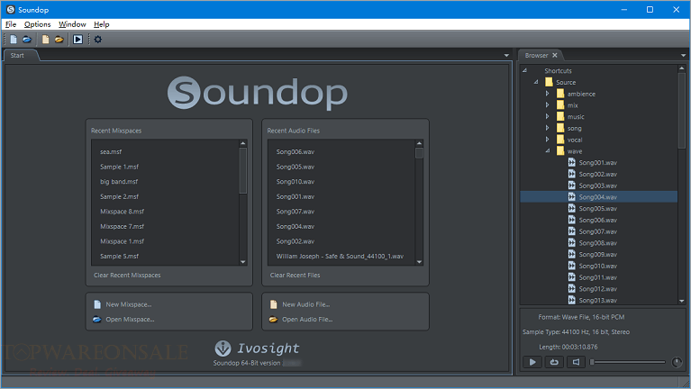 ivosight soundop audio editor screenshot