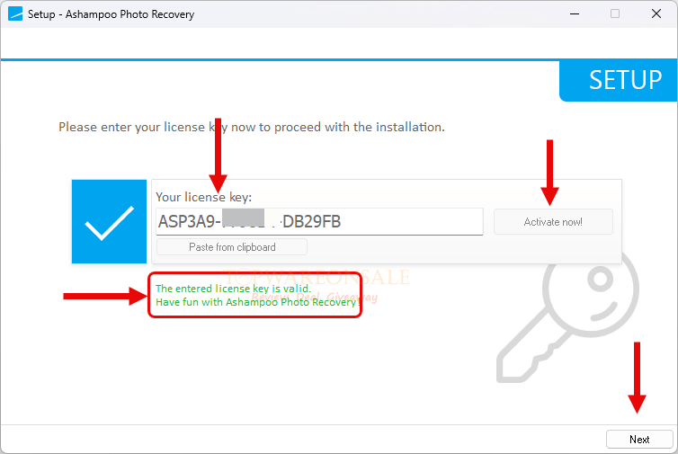 activate key ashampoo photo recovery