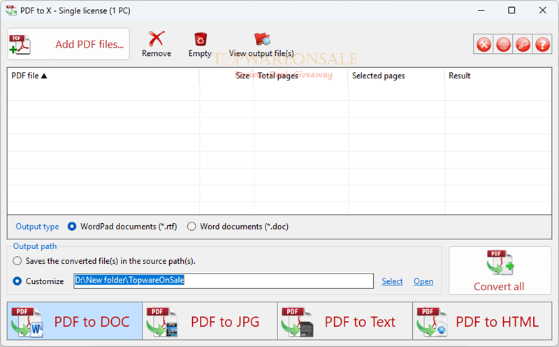 trisun pdf to x main screenshot free TriSun PDF to X